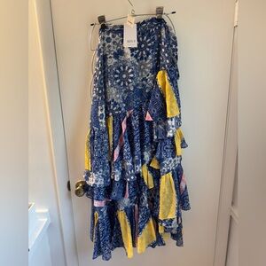 MISA Blue and Yellow Floral Dress